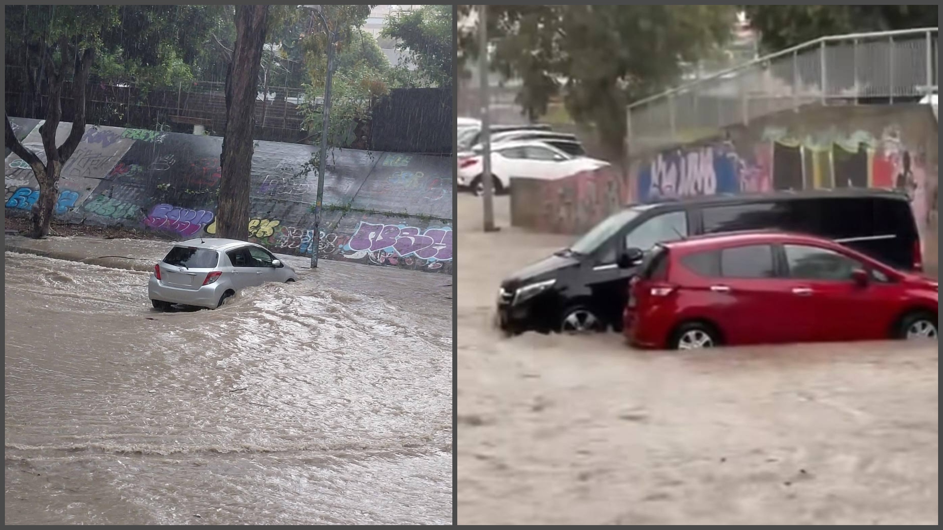 ΒΙΝΤΕΟ: «Πνίγηκαν» αυτοκίνητα στο χώρο στάθμευσης του Ποταμού Γερμασόγειας