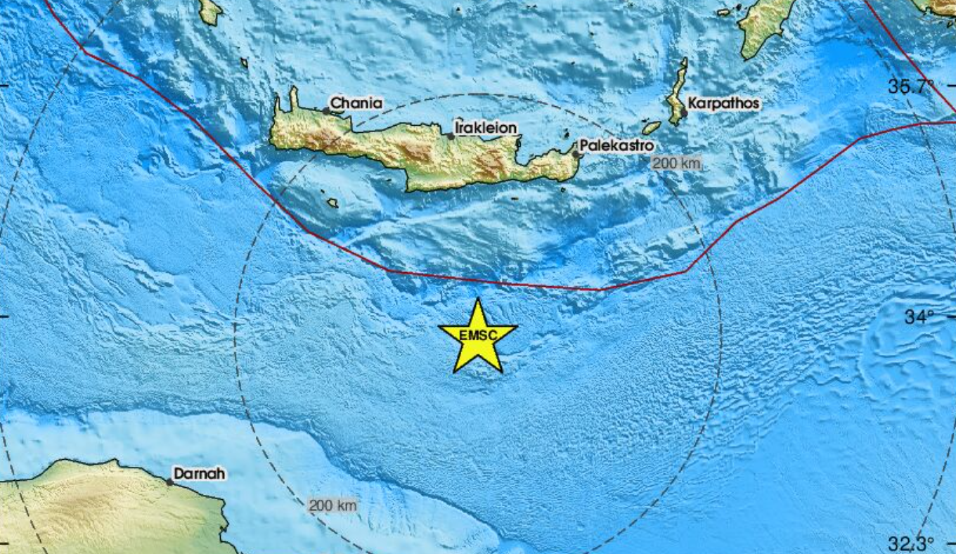 Σεισμός 4,1 Ρίχτερ ανοιχτά της Κρήτης