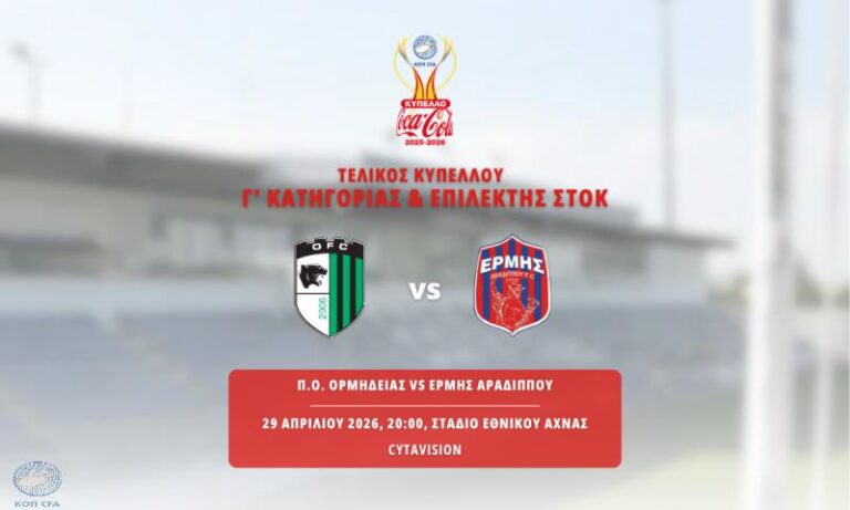 Τελικός Κυπέλλου Μικρών Κατηγοριών: «Μάχη» Π.Ο. Ορμήδειας και Ερμή για το τρόπαιο