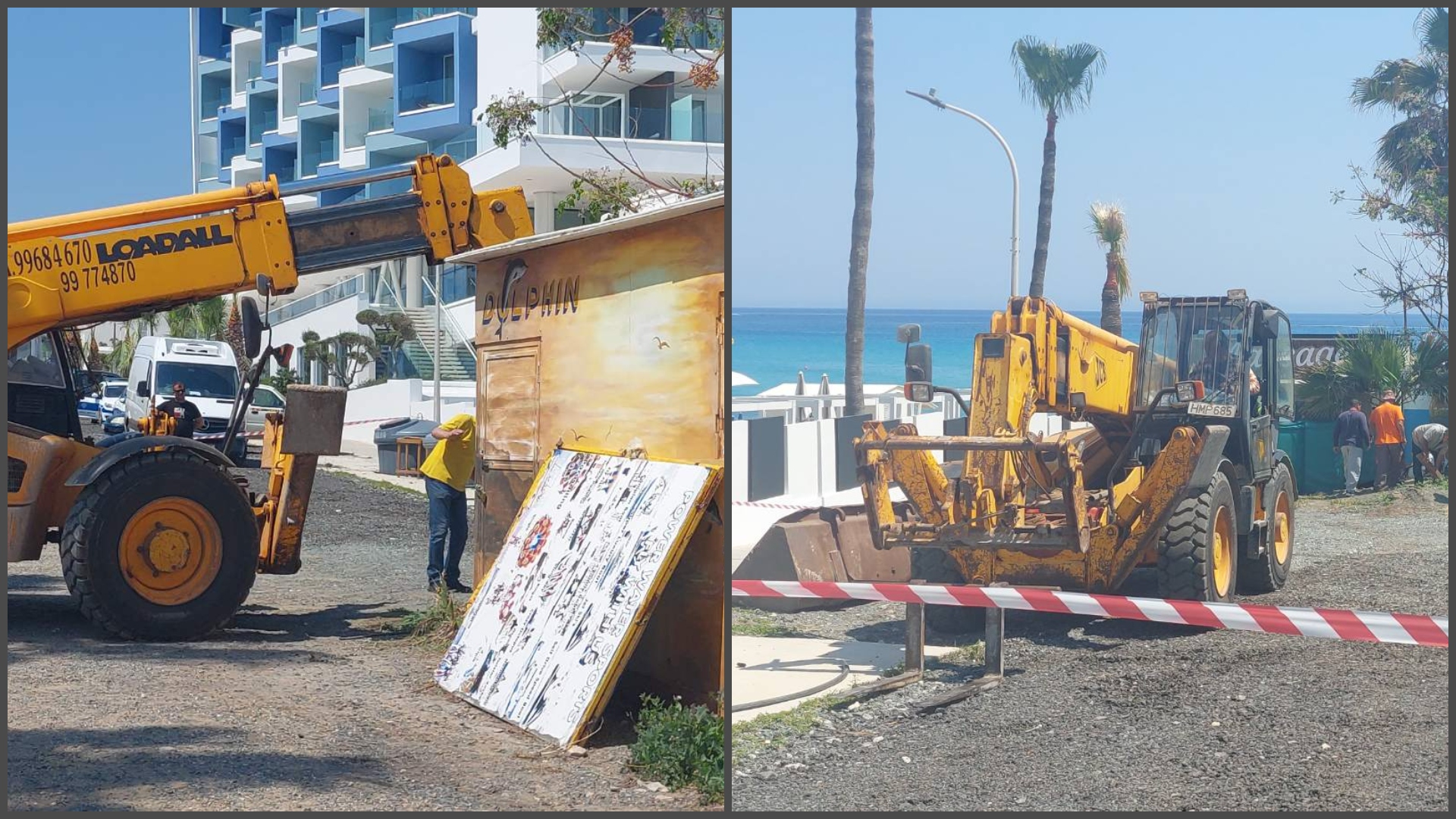 ΦΩΤΟ: Ξηλώνουν τον παράνομο χώρο μασάζ από την παραλία του Πρωταρά