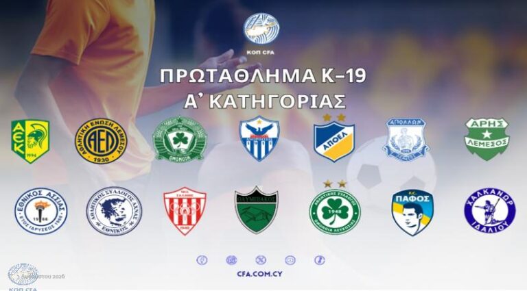 Το πρόγραμμα του Πρωταθλήματος Νέων Κ-19 Α’ Κατηγορίας