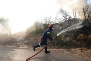 Πυρκαγιά στο Ελληνικό Σαλαμίνας, ενισχύθηκαν οι πυροσβεστικές δυνάμεις
