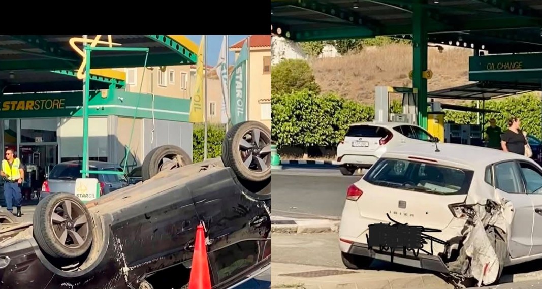 ΦΩΤΟ: Οδηγός στη Λευκωσία καρφώθηκε σε σταθμευμένο όχημα, ανατράπηκε και εγκατέλειψε τη σκηνή
