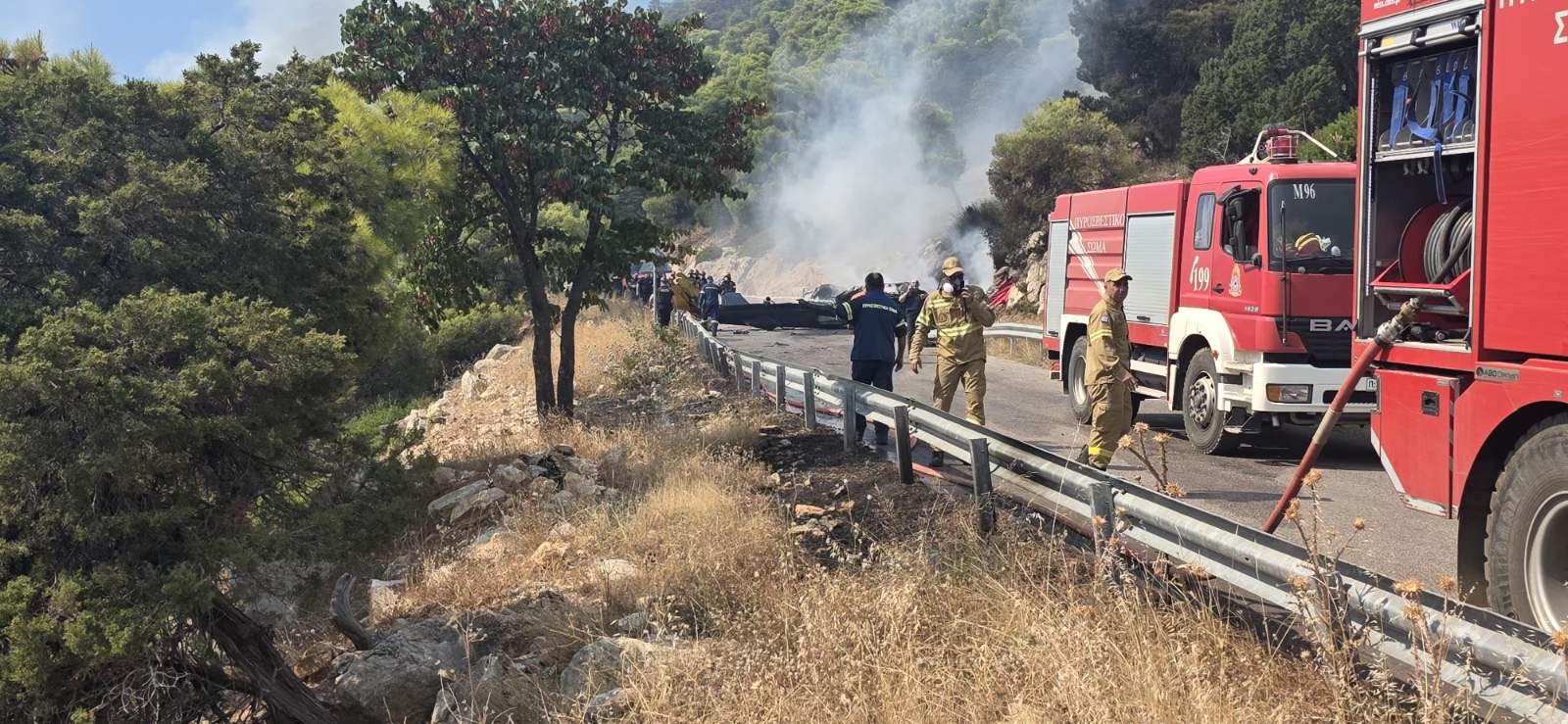 Τραγωδία στην Ψάθα: Νεκροί ένας Έλληνας και ένας Δάνος από τη σύγκρουση των πυροσβεστικών ελικοπτέρων