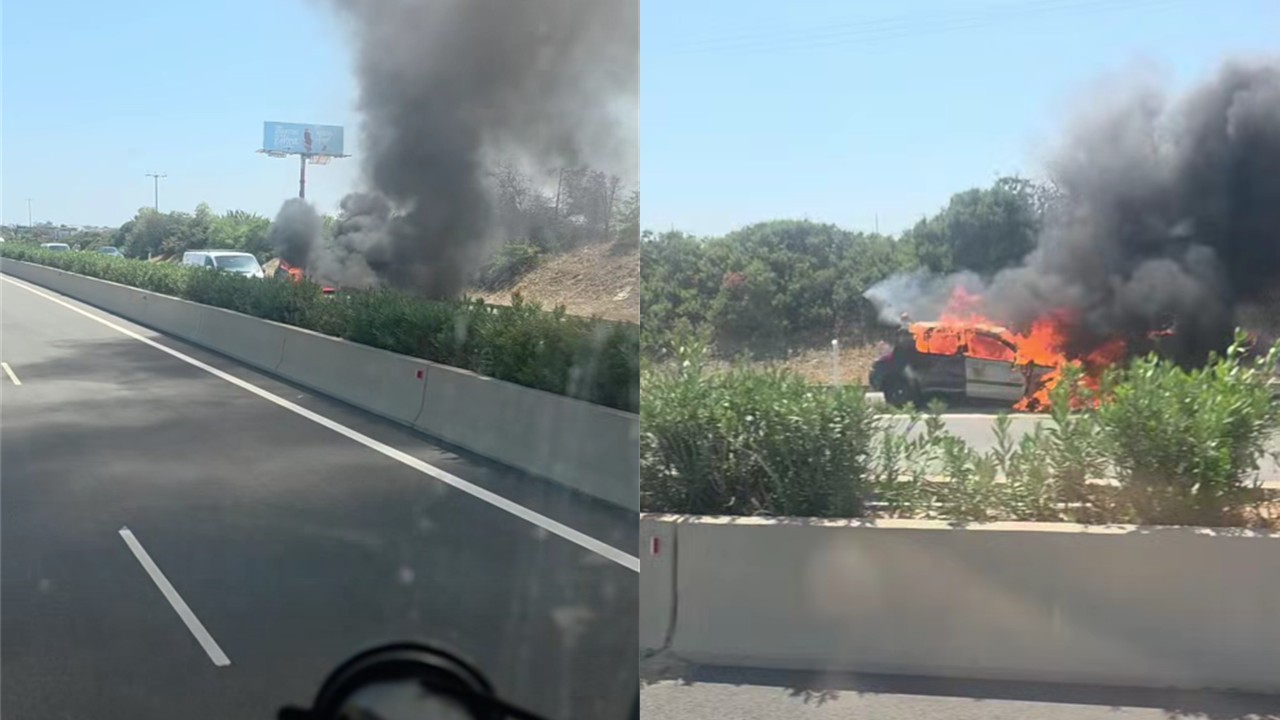 ΒΙΝΤΕΟ: Στις φλόγες όχημα εν κινήσει στον αυτοκινητόδρομο, κλειστές και οι δύο λωρίδες