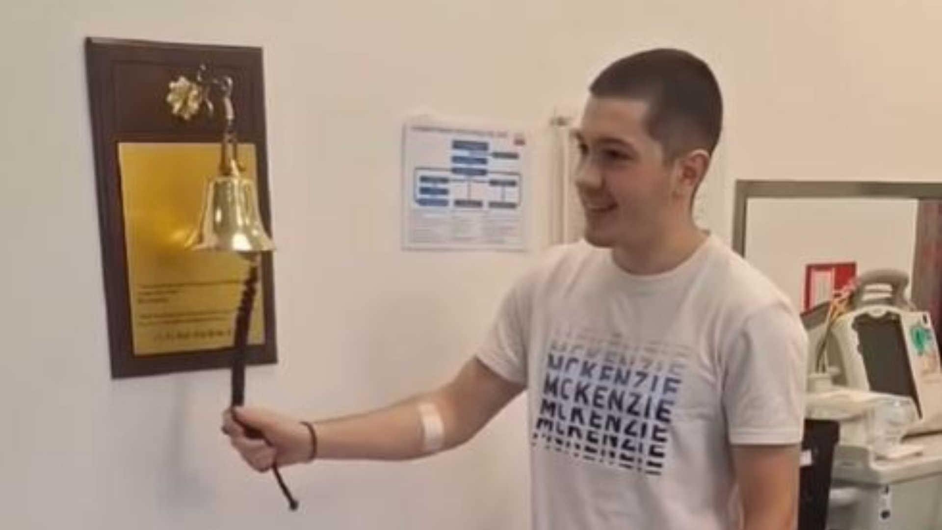 Ήχησε το καμπανάκι της νίκης ο 18χρονος Θέμης: Ρίγη συγκίνησης στο Ογκολογικό για το τέλος της περιπέτειας με την υγεία του
