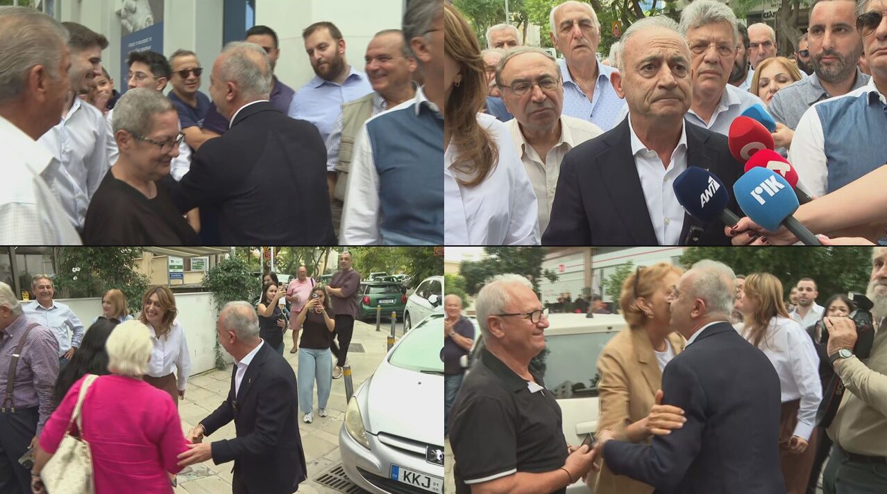 «Δεν θα σας πληγώσω ποτέ»: Με φιλιά και χειροκροτήματα η άφιξη Αβέρωφ στην Πινδάρου για την υποβολή υποψηφιότητας